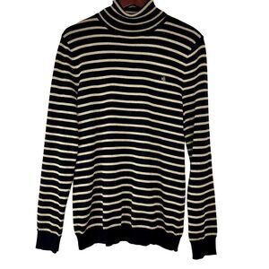 Lauren Ralph Lauren Black Metallic Gold Striped Turtleneck Sweater Womens XL